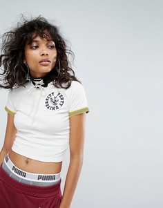 Укороченная винтажная футболка кремового цвета Puma X Fenty - Кремовый