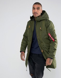 Темно-зеленая парка с капюшоном Alpha Industries - Зеленый