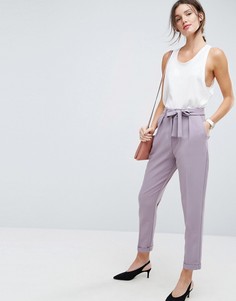 Тканые широкие брюки с поясом-оби ASOS - Фиолетовый