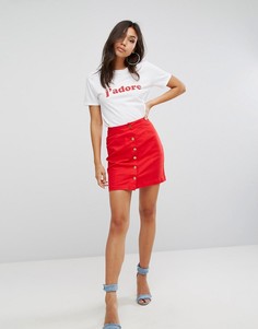 Джинсовая юбка с пуговицами PrettyLittleThing - Красный
