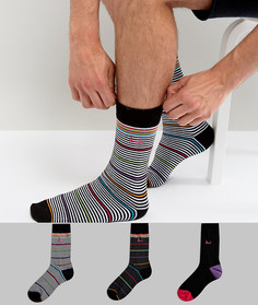 Набор из 3 пар носков с тонкими полосками Pringle - Черный