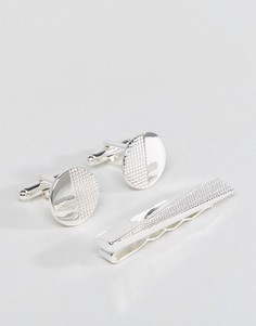 Подарочный набор с зажимом для галстука и запонками ASOS - Серебряный