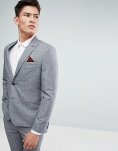 Серый приталенный пиджак в клетку Burton Menswear - Серый