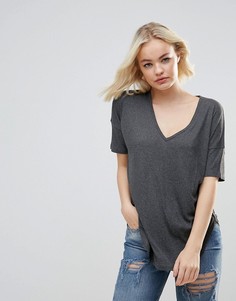 Свободная футболка в рубчик ASOS - Серый