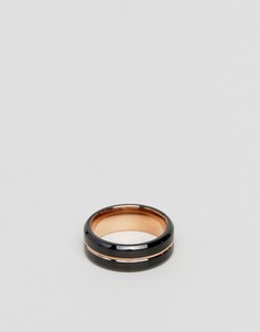 Кольцо с покрытием черного и золотисто-розового цветов Seven London - Черный
