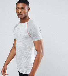 Длинная обтягивающая футболка с молниями по бокам ASOS TALL - Серый