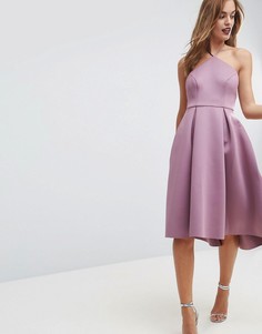 Платье миди с бретелью через шею ASOS - Розовый