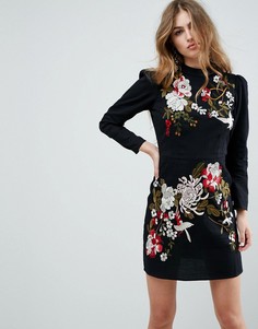 Платье мини с вышивкой ASOS PREMIUM - Синий