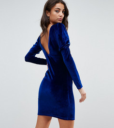 Бархатное облегающее платье мини ASOS TALL - Темно-синий