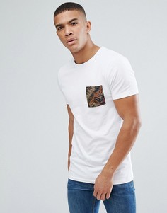 Обтягивающая футболка с принтом на кармане ASOS - Белый