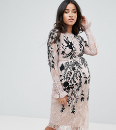Кружевное платье с длинным рукавом и отделкой Hope &amp; Ivy Maternity - Бежевый