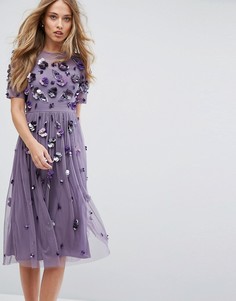 Платье миди с 3D-отделкой Lace &amp; Beads - Серый