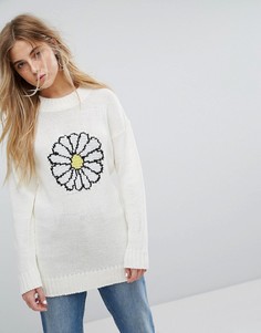Джемпер оверсайз с ромашкой Daisy Street - Кремовый