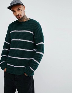 Фактурный джемпер бутылочного зеленого цвета в полоску ASOS - Зеленый
