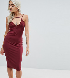 Платье миди с вырезом и кружевной отделкой ASOS PETITE - Мульти