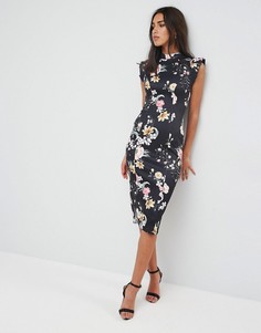 Платье-футляр с вырезом на спине и отделкой на плечах ASOS - Мульти