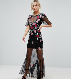 Премиум-платье миди с сетчатой юбкой Frock And Frill Petite - Черный