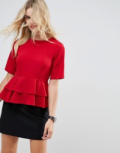 Топ с двойной баской ASOS - Красный