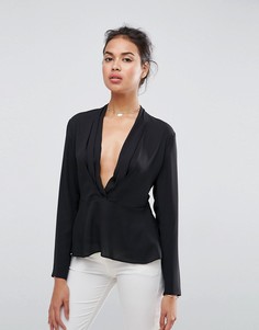 Топ с глубоким вырезом ASOS - Черный