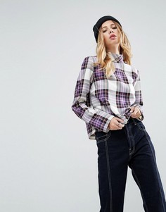 Топ в клетку с воротником-стойкой ASOS - Мульти