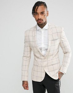 Облегающий блейзер в клетку ASOS - Светло-серый
