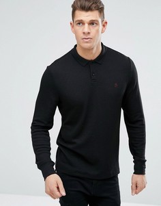 Черное поло из вафельного трикотажа с длинным рукавом Original Penguin - Черный