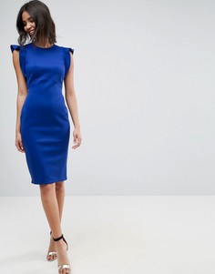 Платье-футляр миди с оборками ASOS - Синий