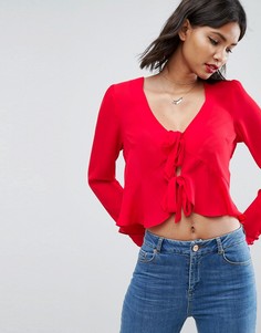 Топ с рюшами и завязкой ASOS - Красный