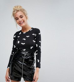 Боди с принтом летучих мышей Monki Halloween - Черный