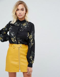 Рубашка с ярким цветочным принтом Fashion Union - Черный