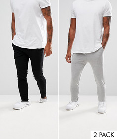 2 пары облегающих джоггеров (черные/серые меланжевые) ASOS - СКИДКА - Мульти