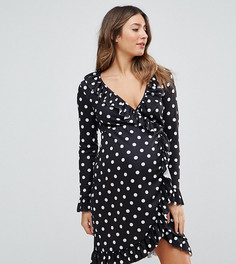 Чайное платье в горошек с запахом и оборками ASOS MATERNITY - Мульти