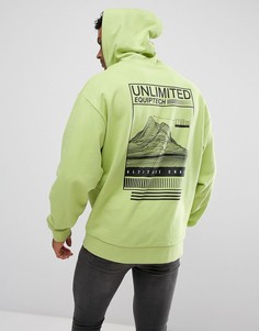 Оверсайз-худи с принтом на спине ASOS - Зеленый