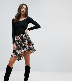 Асимметричная юбка с цветочным принтом и оборкой Missguided Tall - Мульти