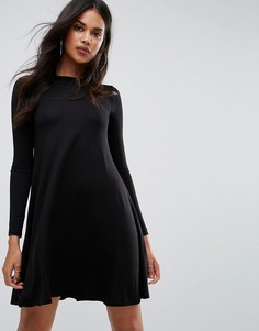 Свободное платье с длинными рукавами Boohoo - Черный