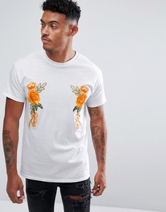 Футболка с яркой цветочной вышивкой boohooMAN - Белый
