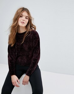 Укороченный джемпер из синели New Look - Красный