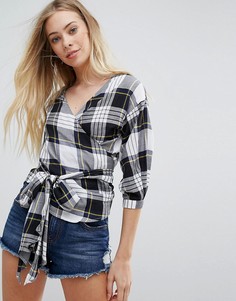 Блузка в клетку с запахом New Look - Белый
