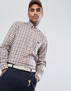 Бежевая рубашка в клетку с логотипом Aquascutum York - Бежевый