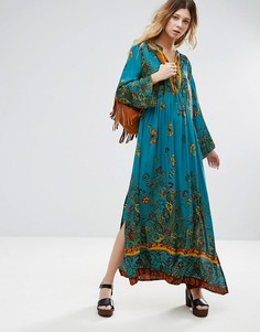 Платье-туника миди с принтом Free People - Зеленый