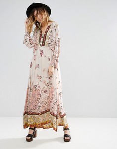 Платье-туника миди с принтом Free People - Кремовый