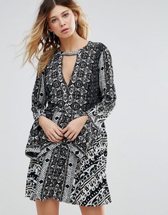 Платье с принтом Free People - Черный