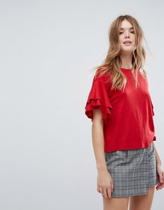 Футболка с отделкой на рукавах New Look - Красный