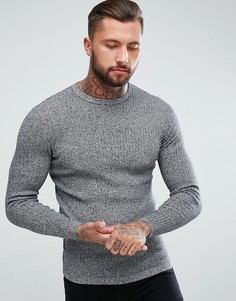 Черный меланжевый джемпер в рубчик New Look - Черный