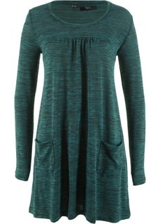 Трикотажное платье меланжевого дизайна с длинным рукавом (насыщенный зеленый/черный меланж) Bonprix