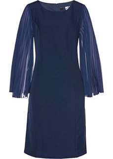 Платье с плиссированными рукавами (темно-синий) Bonprix