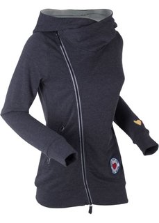 Трикотажная куртка с длинным рукавом (черный меланж) Bonprix