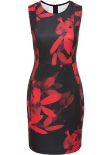 Платье с цветочным принтом (черный/красный в цветочек) Bonprix