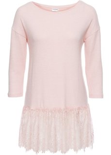 Мягкий пуловер с кружевом (розовый) Bonprix