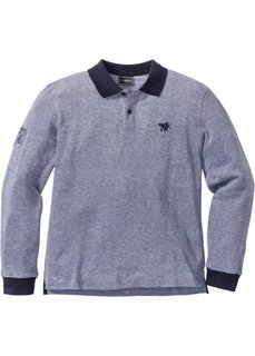 Футболка Regular Fit с воротником-поло и длинным рукавом (темно-синий меланж) Bonprix